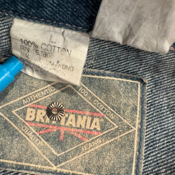 Vtg Britannia Bedazzled Jeans Denim Jacket Size Large Sequins Jewels Rhinestone - Picture 12 of 13